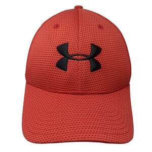 Under Armour Fitted Hat Red Large Embroidered Logo Vent Holes Outdoor